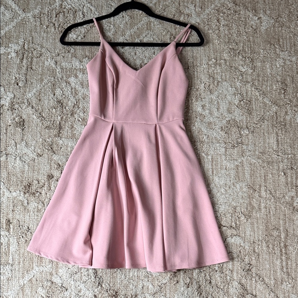 B Darlin Pink Fit-and-Flare Spaghetti Strap Dress